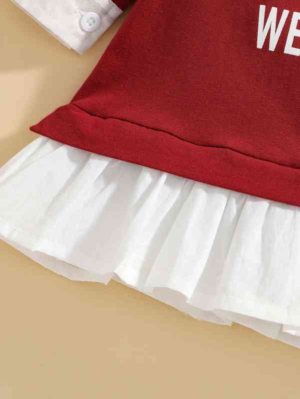 Baby Letter Graphic Ruffle Hem 2 In 1 Dress SHE