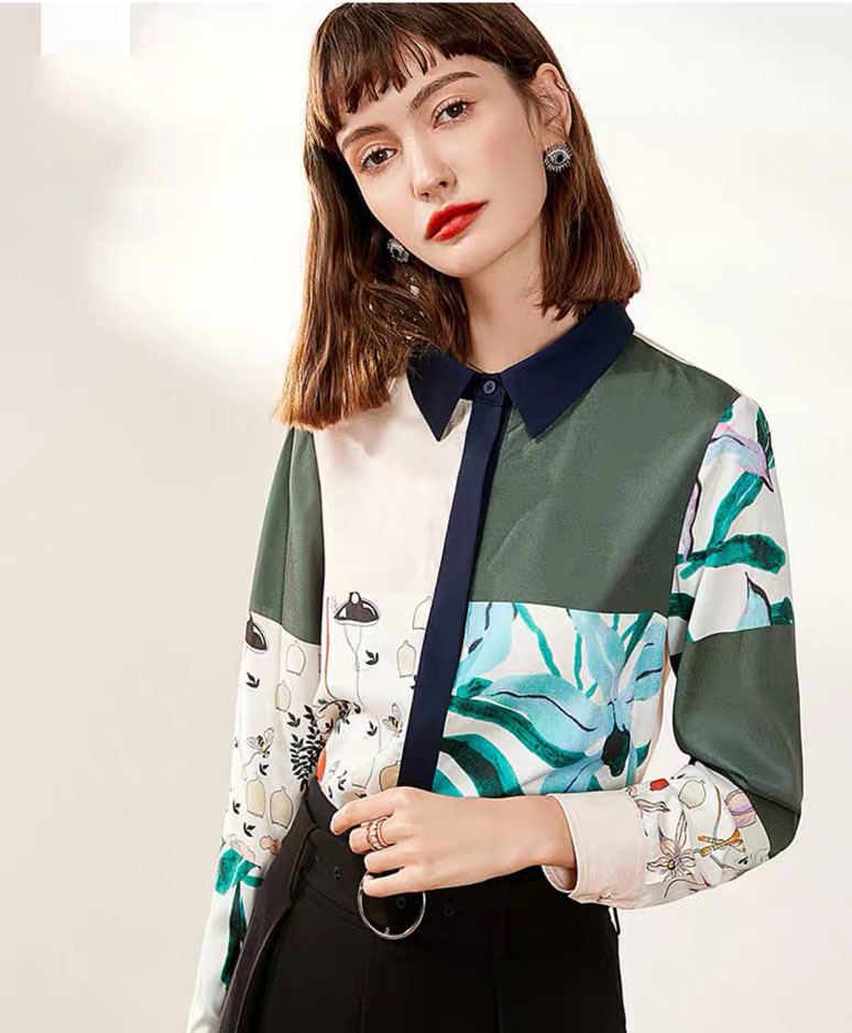 casual Blouse Women Fashion Print Loose Casual Blouses Vintage Long Sleeve Bow Collar Female Shirts Blusas Chic Tops 210421