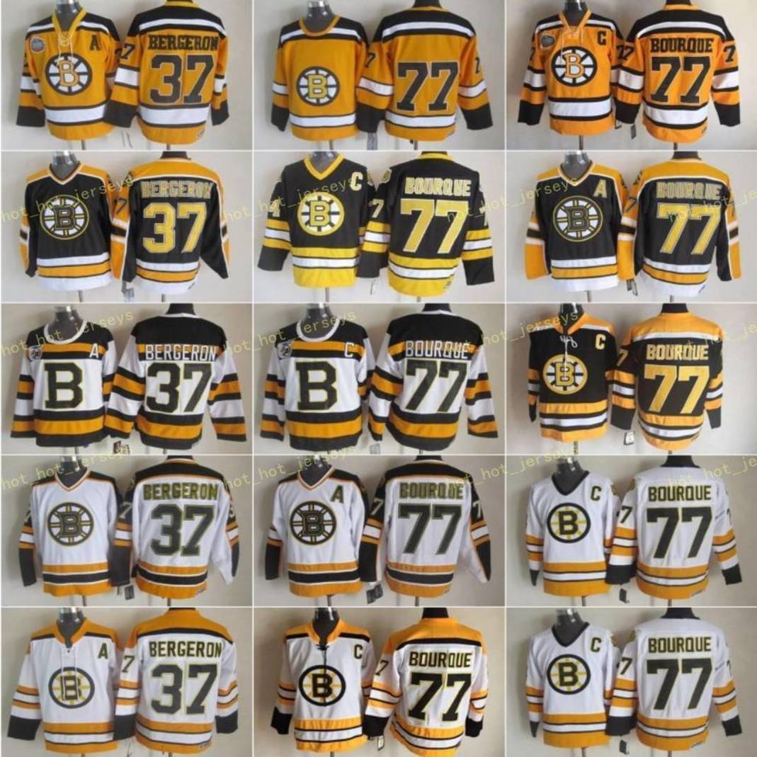 Boston Men 77 Ray Bourque Ice Hockey Jersey 37 Patrice Bergeron Bruins Vintage Jersey CCM 75th Black White Yellow 2010 Winter Classic, As
Boston Men 77 Ray Bourque Ice Hockey Jersey 37 Patrice Bergeron Bruins Vintage Jersey CCM 75th Black White Yellow 2010 Winter Classic, As