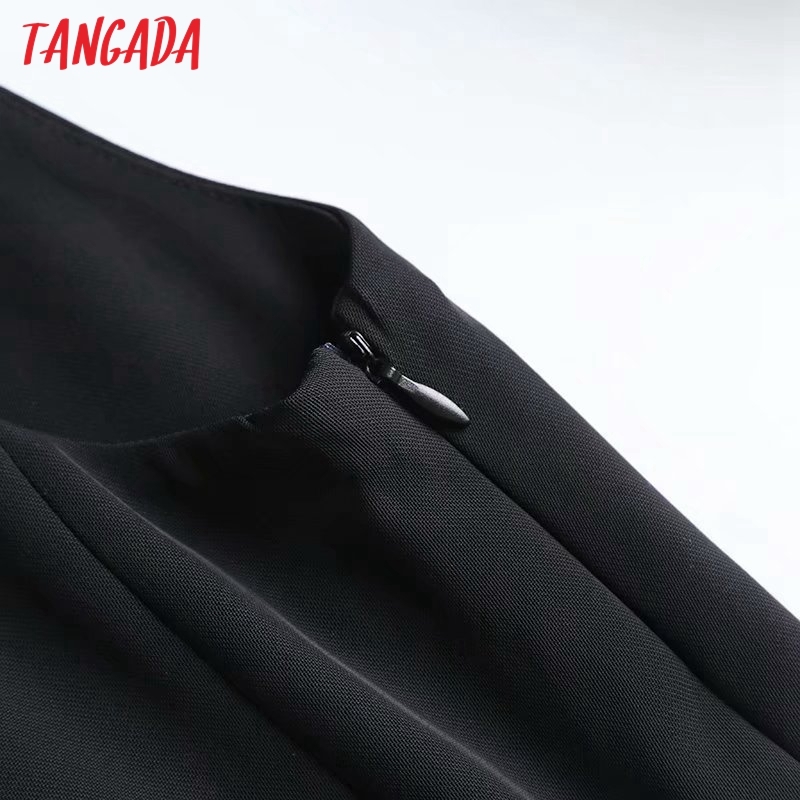 Women Solid Tank High Quality Sleeveless Ladies Vintage Midi Dress Vestidos 4C79 210416