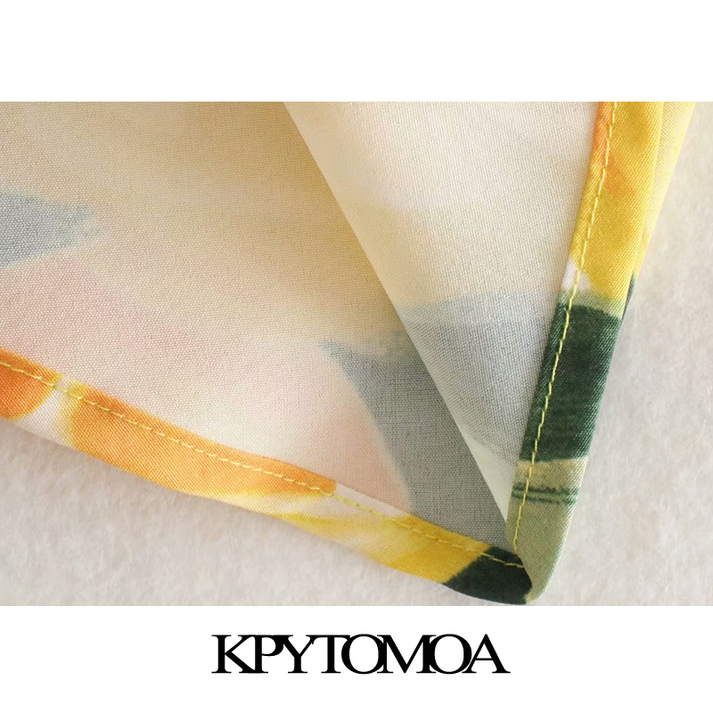 Women Chic Fashion Fruit Print With Belt Mini Dress Bacless Puff Sleeves Female Dresses Vestidos Mujer 210420