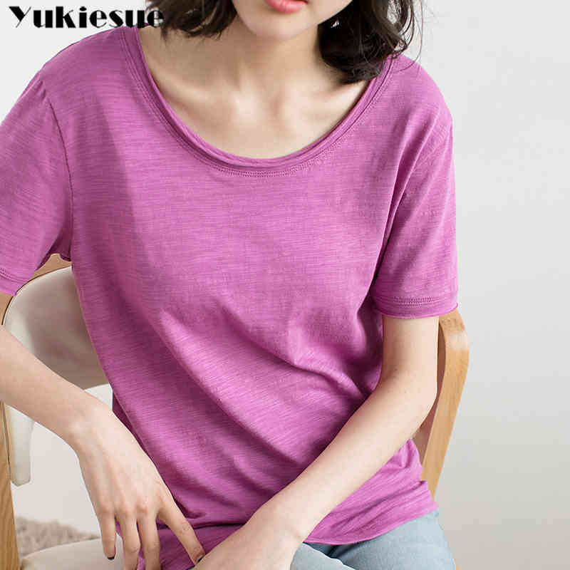 Womens Cotton T Shirts short Sleeve summer O-Neck plus size Female T-Shirt Women White Black Casual Basic Classic Tops 210518, Purple
Womens Cotton T Shirts short Sleeve summer O-Neck plus size Female T-Shirt Women White Black Casual Basic Classic Tops 210518, Purple