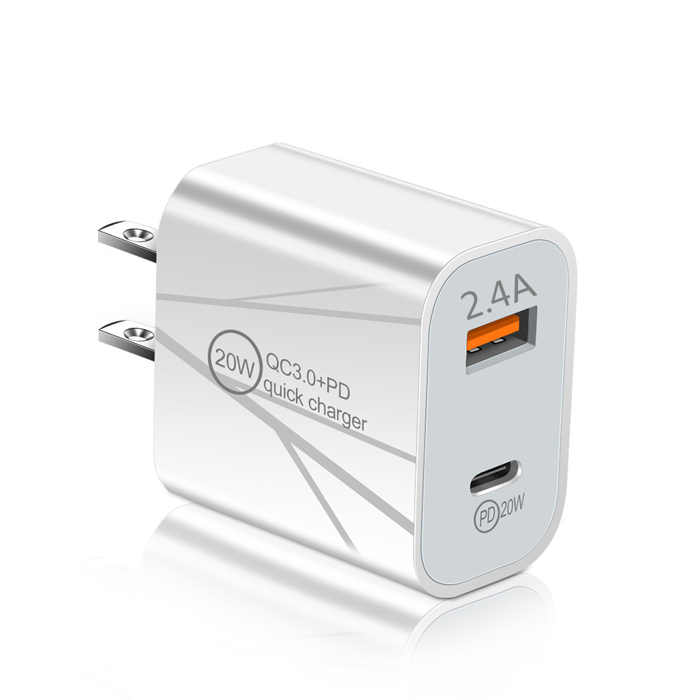 Smart Portable 12W 2.4A Dual Ports PD Wall Charger Eu US AC Home Travel USB C Type c Power Adapters For IPhone 13 14 15 Samsung Huawei Tablet PC Andro