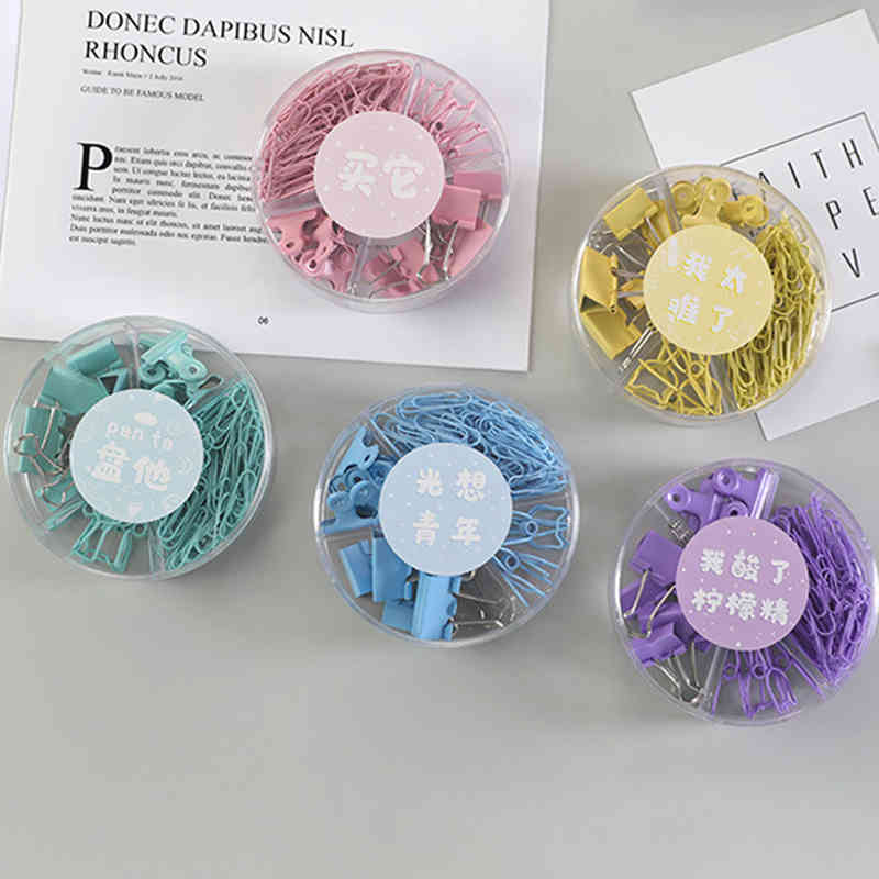1Box Long Tail Clip School Office Storage Multi-function Colorful Push Pin Binder Clip Set Paper Clip Metal