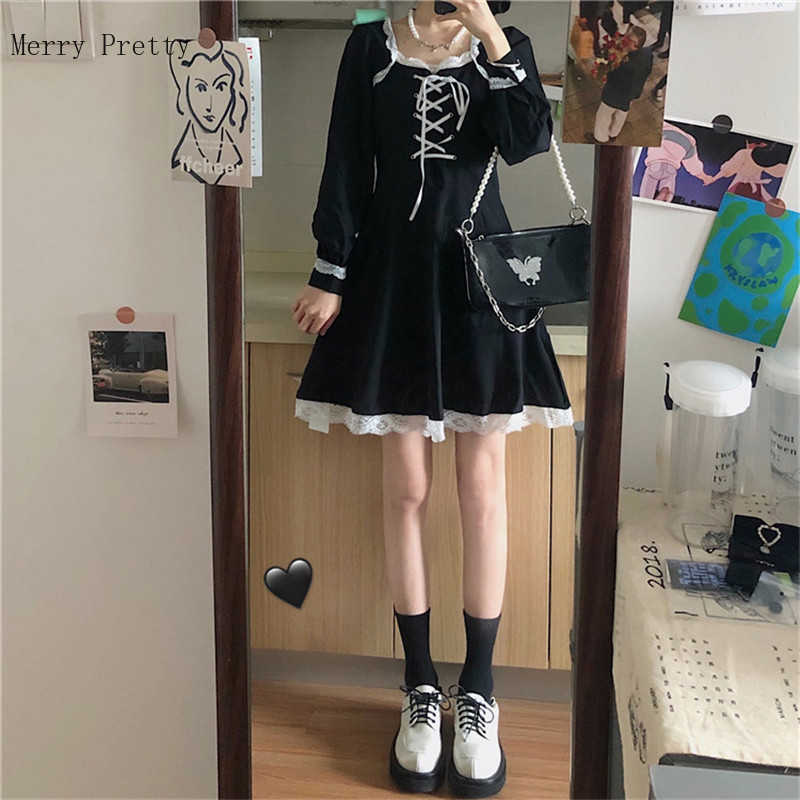Merry Pretty Gothic Women Black Mini Dress Square Collar Bandage Punk Halloween Cute Kawaii Lace Ruffles Cosplay Costume 210526
Merry Pretty Gothic Women Black Mini Dress Square Collar Bandage Punk Halloween Cute Kawaii Lace Ruffles Cosplay Costume 210526