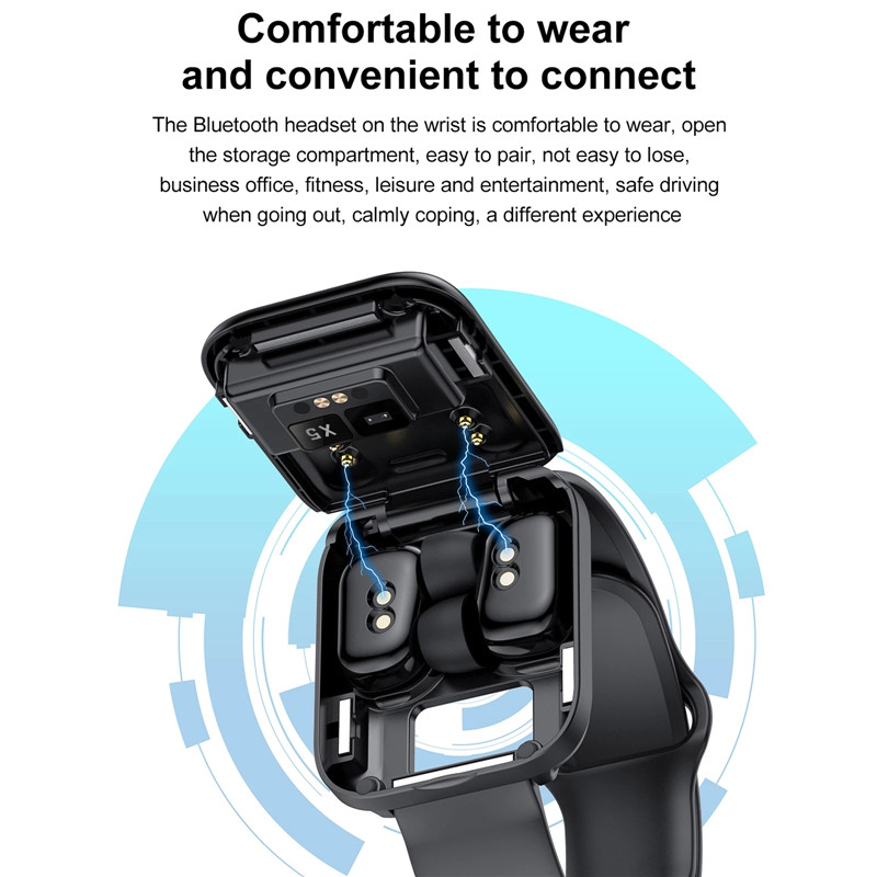 Newest 2 in 1 Smart watch with Earbuds Wireless TWS Earphone X5 Headphone Heart Rate Monitor Full Touch Screen Music Fitness Smart
