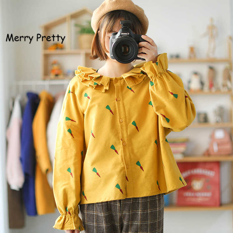 Merry Pretty Cartoon Carrot Print Flare Long Sleeve Sweet Shirt Women Yellow Loose Cotton Blouses Girl Turndown Blusas Femininas 210526, Orange
Merry Pretty Cartoon Carrot Print Flare Long Sleeve Sweet Shirt Women Yellow Loose Cotton Blouses Girl Turndown Blusas Femininas 210526, Orange