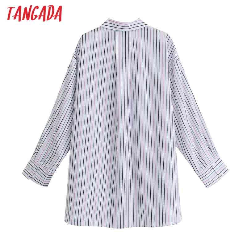 Women Color Stipred Shirts Long Sleeve Turn Down Collar Elegant Office Ladies Work Wear Blouses JE21 210416