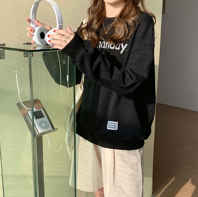 8 colors autumn winter korean style Women warm Sweatshirts Long Sleeve letter thick Sweatshirt Womens pullovers (X1667) 210423