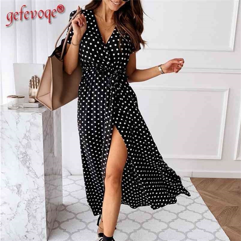 Women Party Dresses Fashion Polka Dot Split Boho Summer Dress Clothing Casual Beach Vacation Long Robe Femme 210701, Blcak
Women Party Dresses Fashion Polka Dot Split Boho Summer Dress Clothing Casual Beach Vacation Long Robe Femme 210701, Blcak