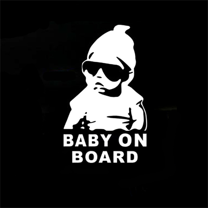 Vehicle Baby ON Board Cool Stickers Rear Reflective Sunglasses Child Scratch Warning Decal For Auto Racing Computer Truck Windows Office Home Gift Dec