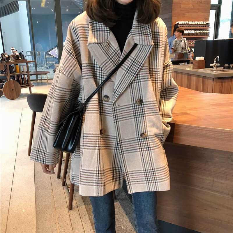 Women Autumn Winter Plaid Trench Coat Long Clothes Overcoat with Cotton Inside Plus Size Manteau Femme Casaco Feminino 210825