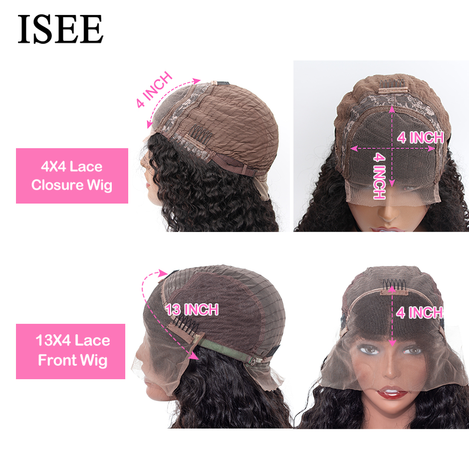 ISEE HAIR Peruvian Front Wig 4X4 Body Wave Closure For Women Human Hair 13X4 Lace Frontal Wigs