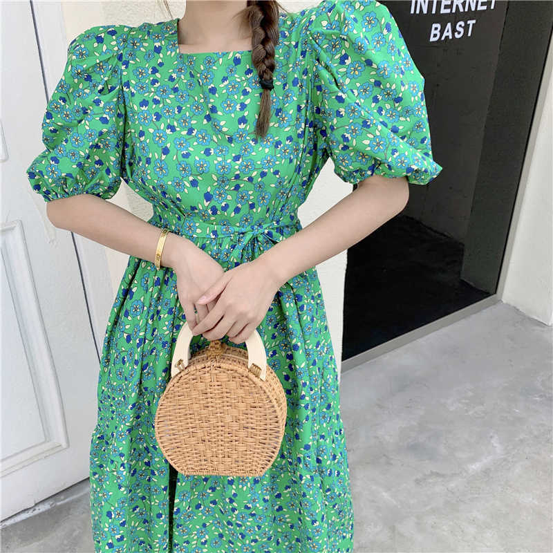 Fashion Elegant Sweet Green Floral Puff Sleeve Women Party Summer Dresses Robe Bohemia Vacation Casual Dress 210526
Fashion Elegant Sweet Green Floral Puff Sleeve Women Party Summer Dresses Robe Bohemia Vacation Casual Dress 210526
