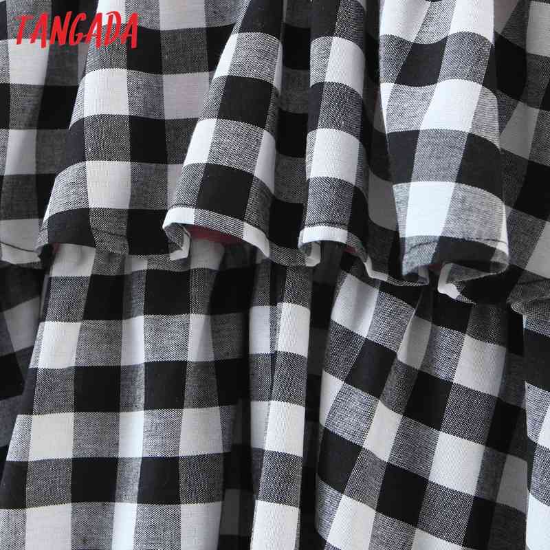 Summer Women Plaid Print Shirt Short Sleeve Ruffles Ladies Mini Dress Vestidos QW92 210416