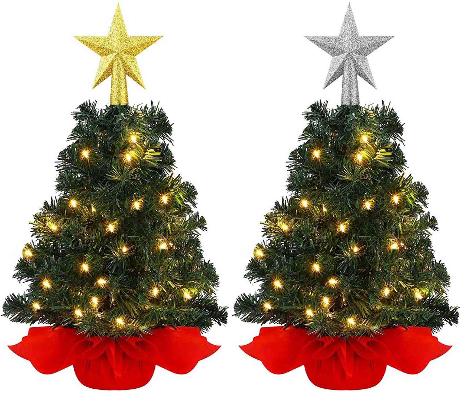 MCEAST 2 Pack 18 Inches x 2 Feet Mini Tabletop Christmas Tree Gold Mini Artificial Christmas Trees with 50 LED Lights for Christmas Decor H1125
MCEAST 2 Pack 18 Inches x 2 Feet Mini Tabletop Christmas Tree Gold Mini Artificial Christmas Trees with 50 LED Lights for Christmas Decor H1125