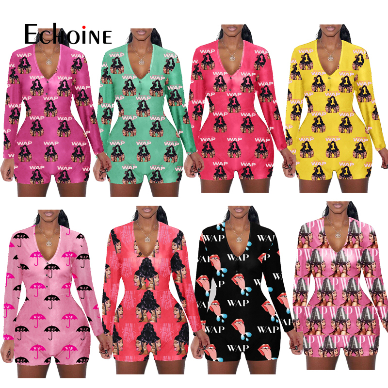 Echoine 2021 Sexy Womens Jumpsuit Sleepwear Fashion WAP print Long Sleeve V Neck Bodycon Onesies Bodysuit Romper Shorts Pants, Zgym-fp8888-889
Echoine 2021 Sexy Womens Jumpsuit Sleepwear Fashion WAP print Long Sleeve V Neck Bodycon Onesies Bodysuit Romper Shorts Pants, Zgym-fp8888-889