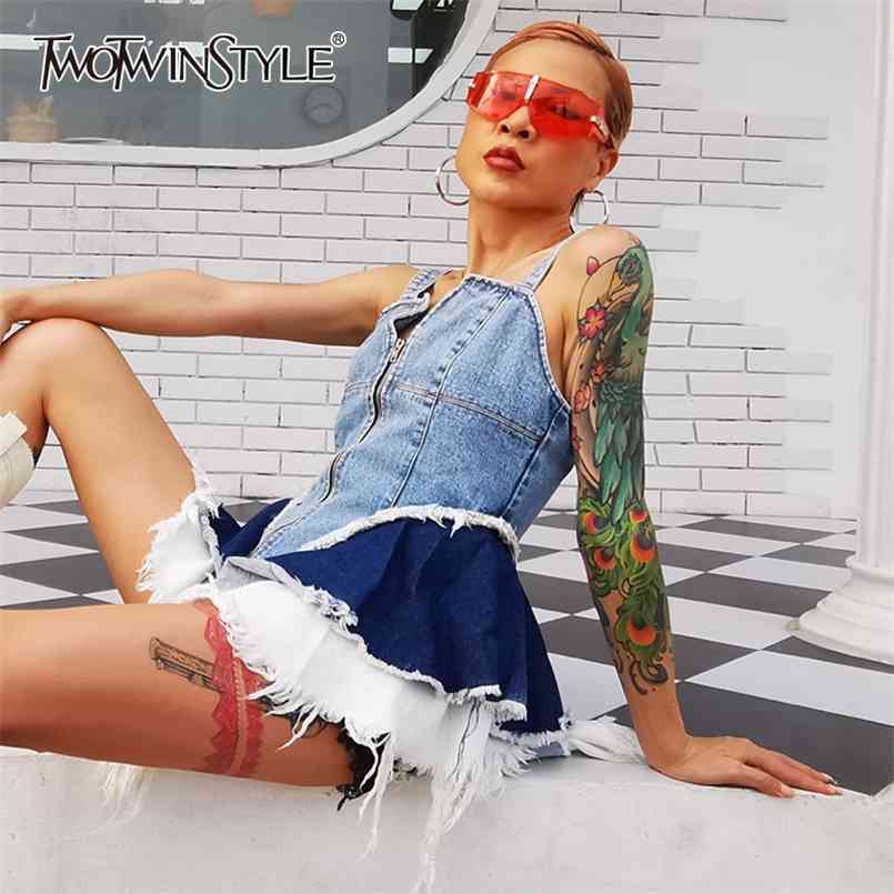 Patchwork Lace Denim Vest For Women V Neck Sleeveless Hit Color Streetwear Vests Female Fashion Clothing Summer 210524, Blue
Patchwork Lace Denim Vest For Women V Neck Sleeveless Hit Color Streetwear Vests Female Fashion Clothing Summer 210524, Blue