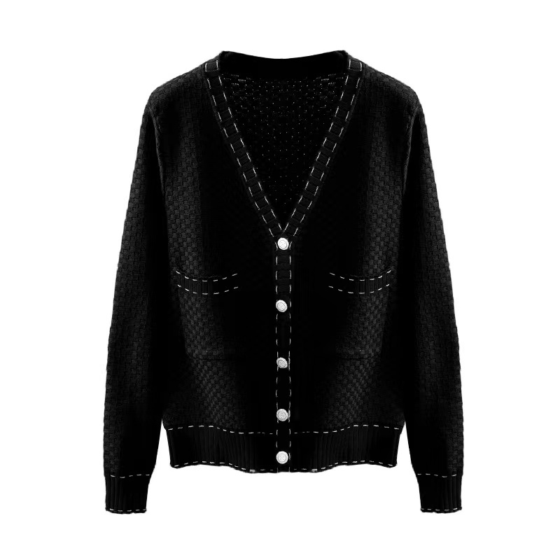 Spring Solid Knit Cardigans Sweater Vintage Women V Neck Loose Elegant Femme Casual Coat 210519