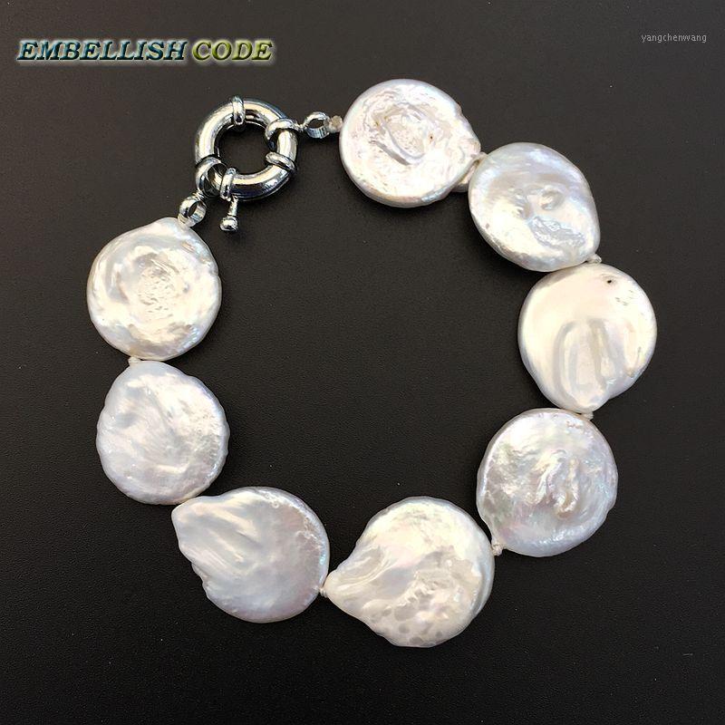 Large Size Baroque Pearl Bracelet Button Coin Shape Natural Freshwater Pearls White Color Fine Jewelry For National Flavor Bangle
Large Size Baroque Pearl Bracelet Button Coin Shape Natural Freshwater Pearls White Color Fine Jewelry For National Flavor Bangle