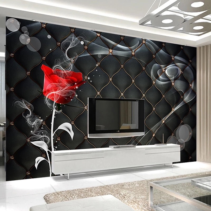 Custom Mural 3D Rose Flower Black Soft Package Bedroom Living Room TV Background Wall Decor Wallpaper Waterproof
