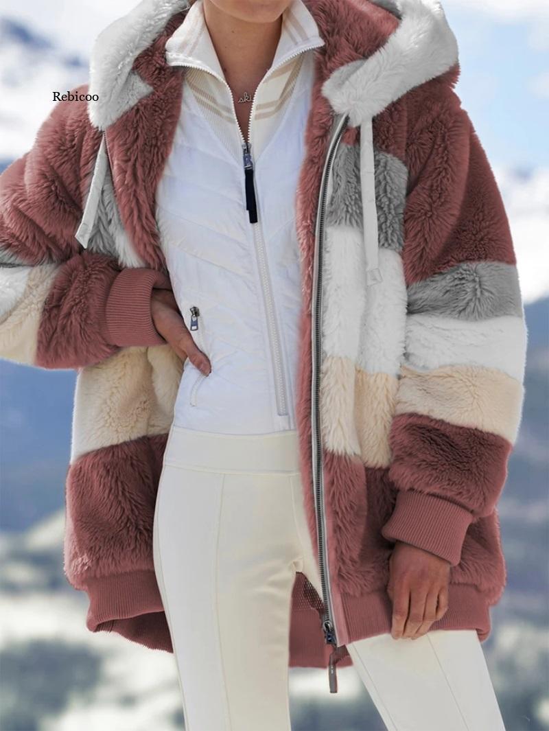 

Women' Fur & Faux Women Winter Thick Warm Teddy Coat Lapel Long Sleeve Fluffy Hairy Fake Jackets Female Button Pockets Plus Size Overcoat, Khaki