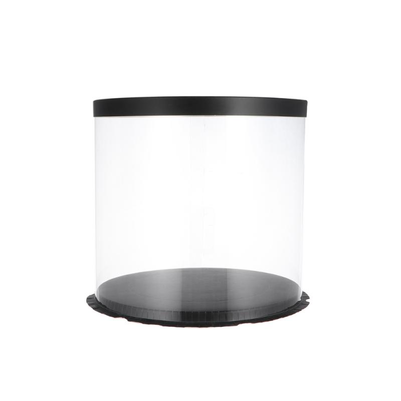 Cake Box Round Packaging Boxes Transparent Organizer For Home Dessert Shop (Black, Single-layer) (8inch) Gift Wrap