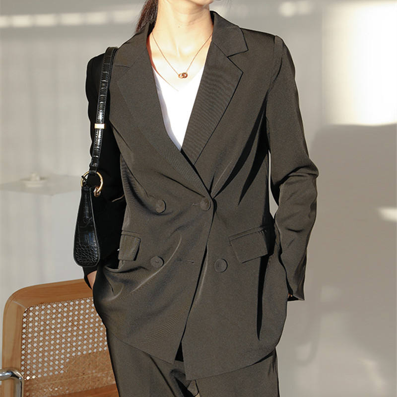 OL Plus Size Solid Notched Blazer Female Jacket Autumn Casual Chic Formal Long Sleeve Women Blazers Suit Coat 210421