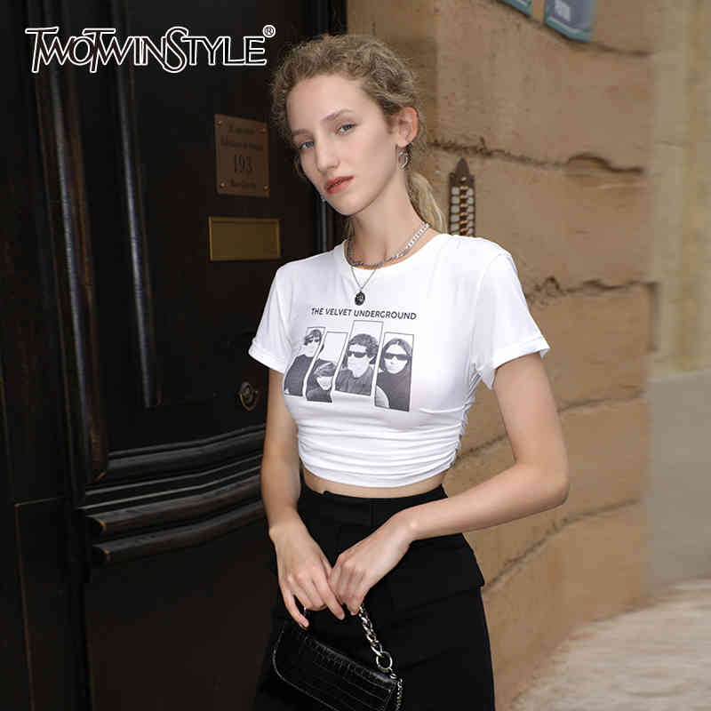 TWOWINSYLE White Print Casual Shirt For Women O Neck Short Sleeve Hit Color Ruched Shirts Females Summer Clothing 210524
TWOWINSYLE White Print Casual Shirt For Women O Neck Short Sleeve Hit Color Ruched Shirts Females Summer Clothing 210524