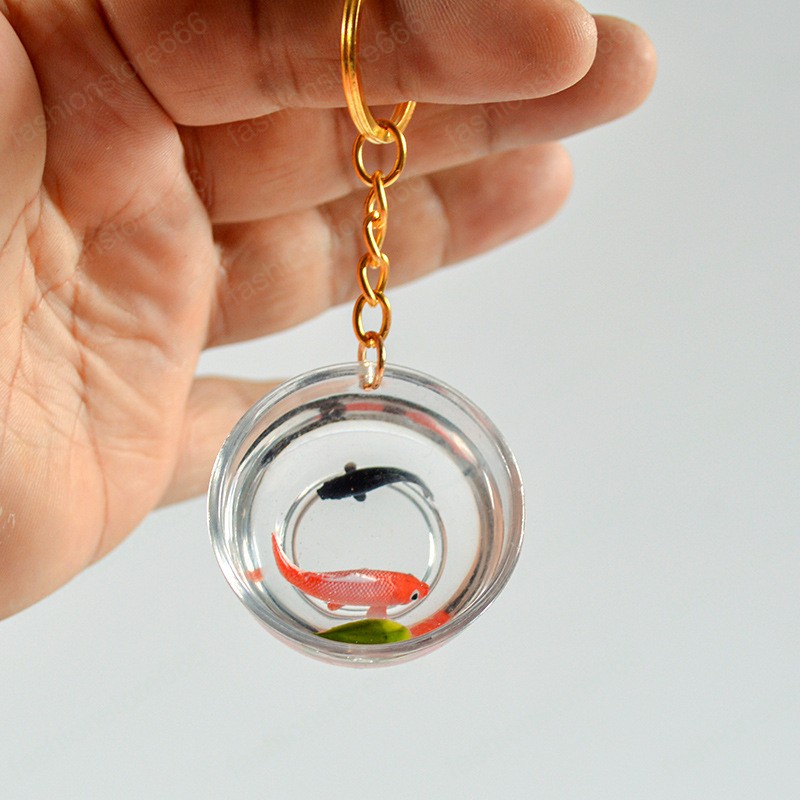 Creative Lucky Koi Keychain Fish Tank Goldfish Bag Pendant Fashion Ornaments for Friends Tourist Memorial Jewelry Gifts