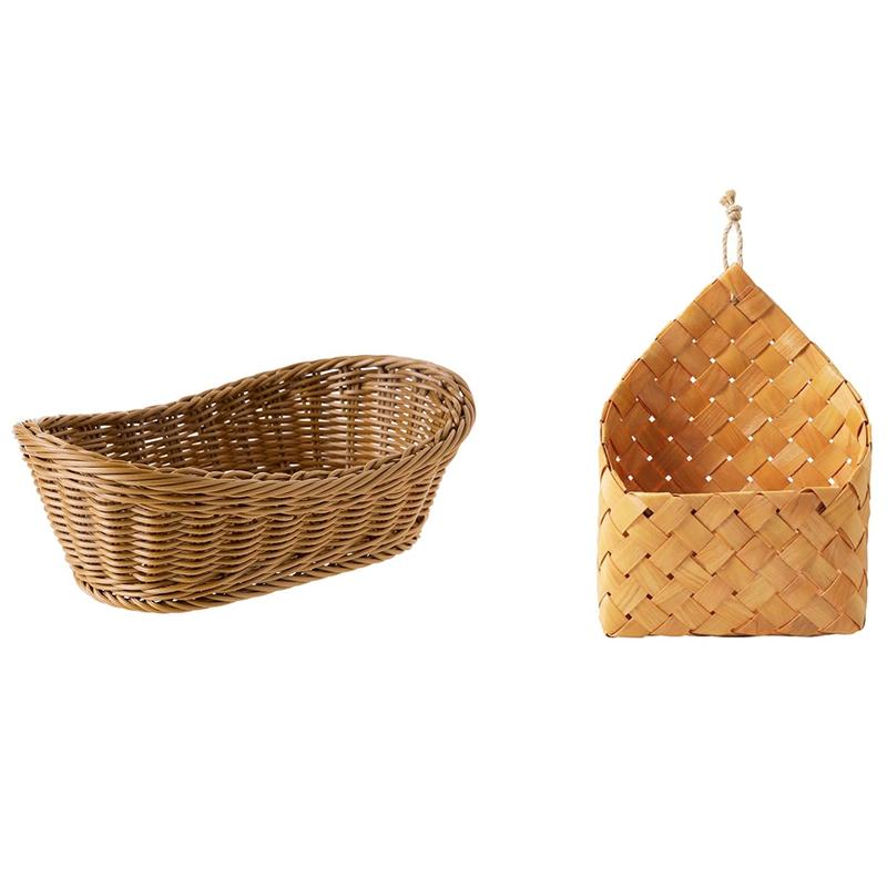 Storage Baskets Oval Wicker Woven Basket Bread Serving Basket, 11 Inch & Hand-Knitted Wood Chip 
Storage Baskets Oval Wicker Woven Basket Bread Serving Basket, 11 Inch & Hand-Knitted Wood Chip