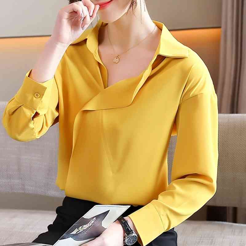 Blouses Femme Long Sleeve Blouse Women Blusas Mujer De Moda Turn Down Collar Chiffon Blouse Shirt Tops Women Blusas E645 210602, Yellow
Blouses Femme Long Sleeve Blouse Women Blusas Mujer De Moda Turn Down Collar Chiffon Blouse Shirt Tops Women Blusas E645 210602, Yellow