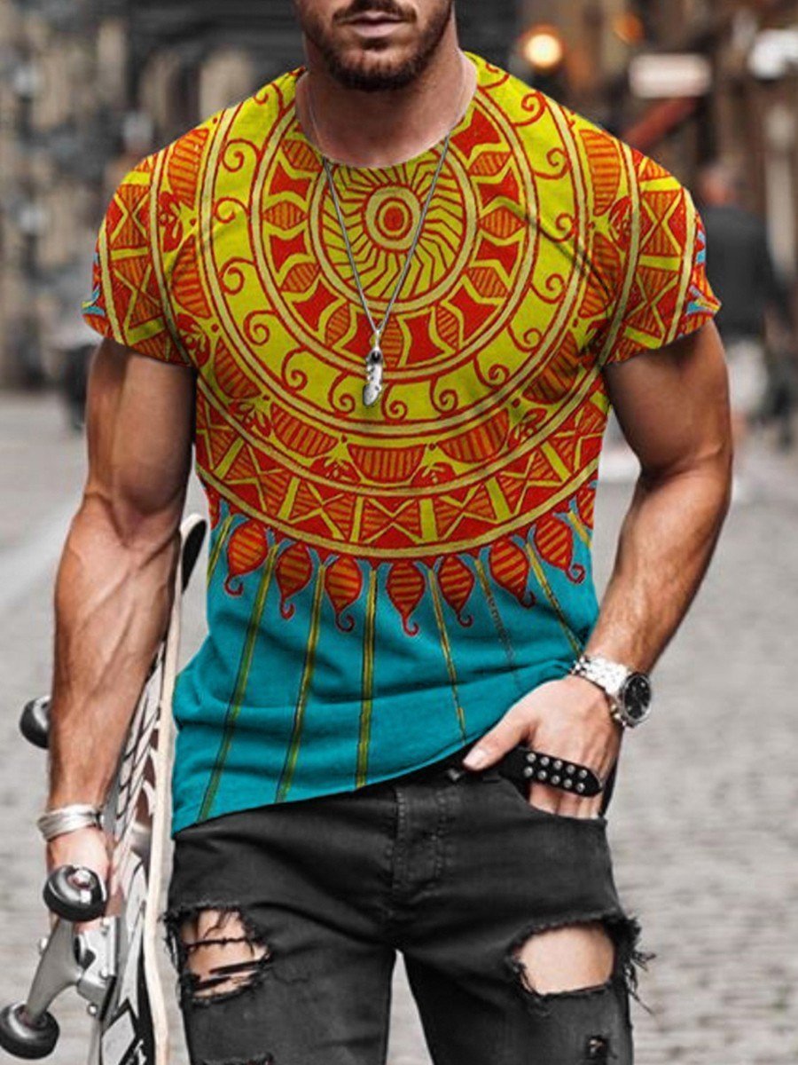Disc pattern 3D printing T-shirt visual impact party shirt Punk Gothic round neck High quality American muscle style short sleeves, Picture 3
Disc pattern 3D printing T-shirt visual impact party shirt Punk Gothic round neck High quality American muscle style short sleeves, Picture 3