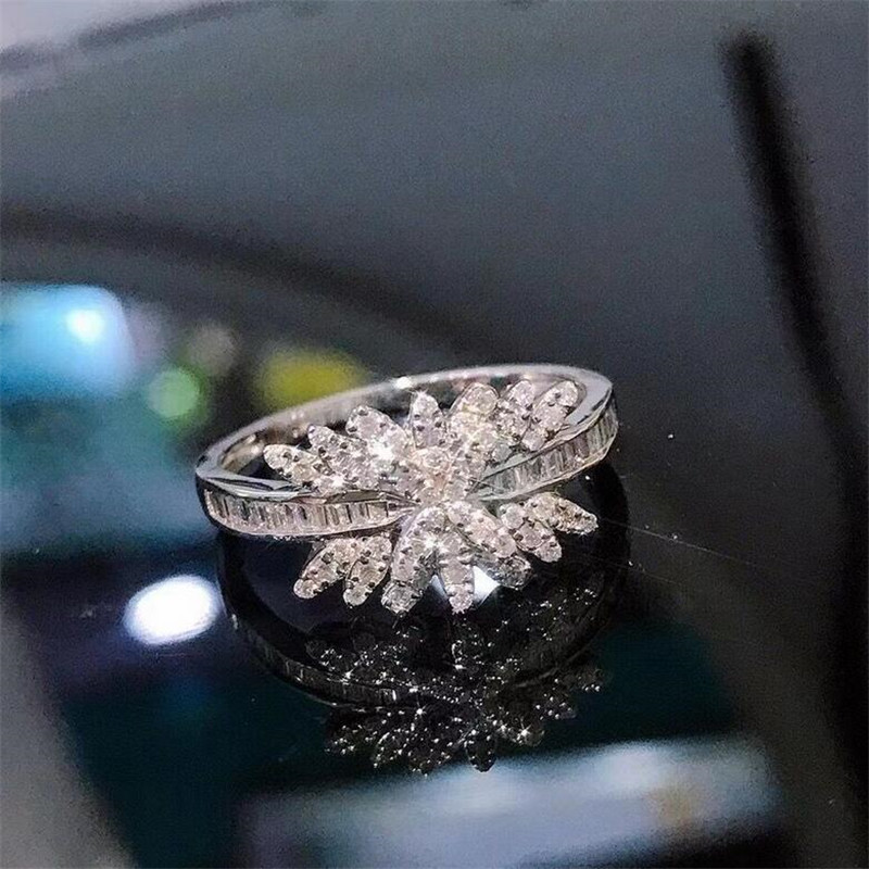 Unique Princess Cut White Sapphire Ring - Sterg Sier Wedding Band for Women (Size 6-10)