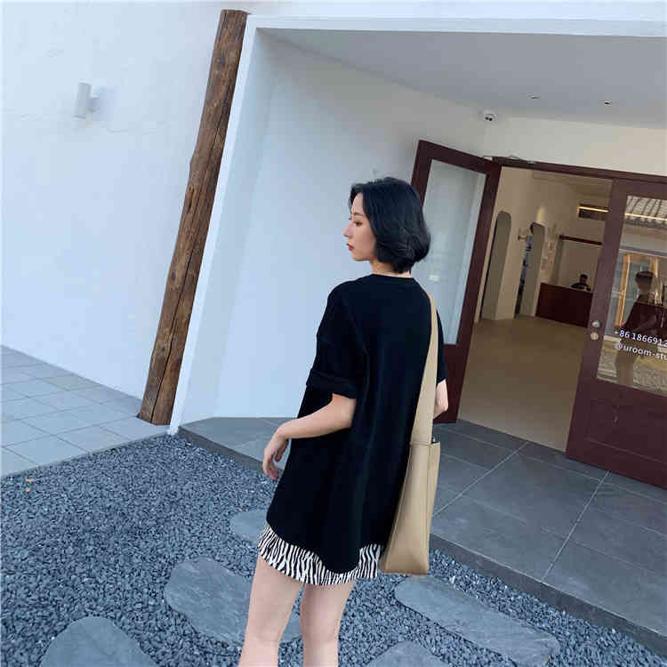 New Summer Autumn Women's T-shirts Bottoming Solid Multi Colors Oversize Basic Casual Fashionable Wild Thick Tops T6789 210406