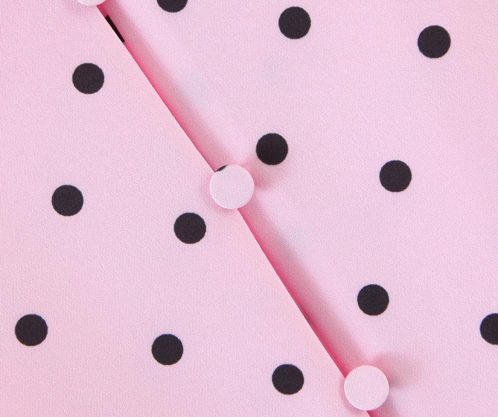 Spring Wood ear Lapel Collar Polka Dot Print Pink Long Sleeve Shirt Sweet Women Center Buttons Blouse Loose Tops 210429