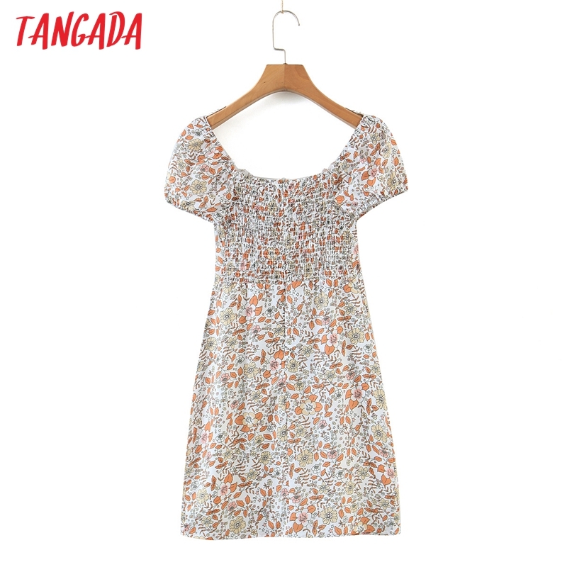 Summer Women Floral Sexy Off Shoulder Short Sleeve Ladies Holiday Dress Vestidos DZ17 210416