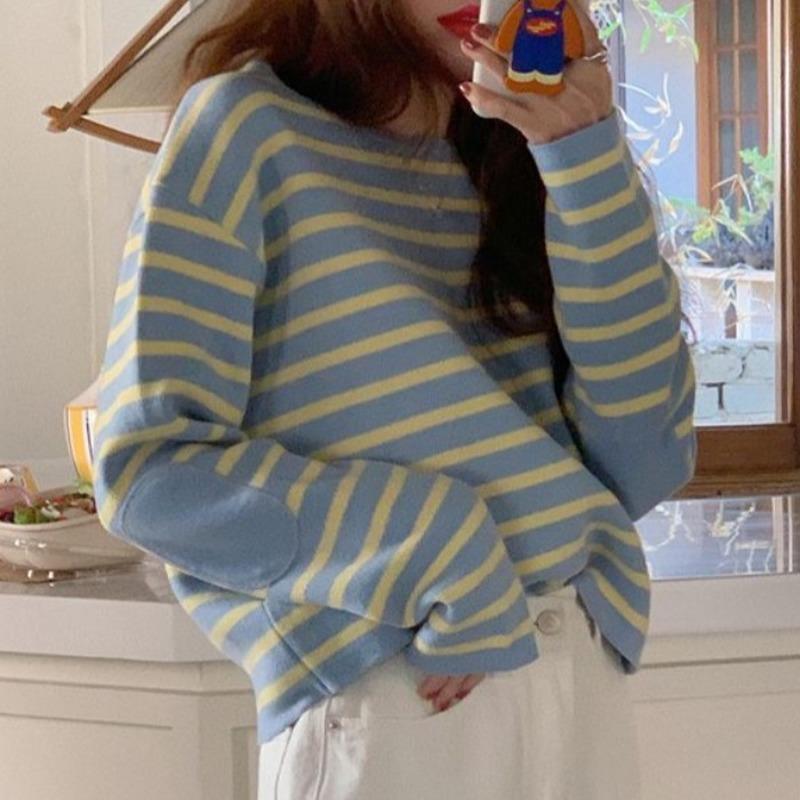 Women's Sweaters Fresh Autumn Korean Lazy Loose O Neck Long Sleeve Purple Sweater Pullovers Striped Top Pull Femme Casual Blue Sweet Retro, White;black
Women's Sweaters Fresh Autumn Korean Lazy Loose O Neck Long Sleeve Purple Sweater Pullovers Striped Top Pull Femme Casual Blue Sweet Retro, White;black