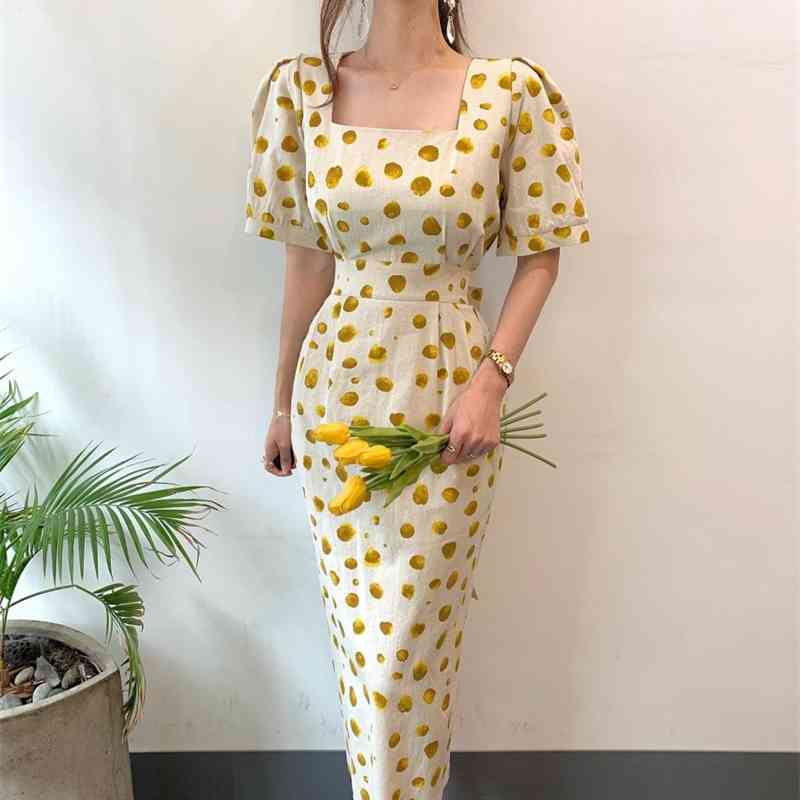 Arrival Fashion Polk Dots Short Sleeve Summer Dresses Robe For Women Midi Vintage Elegant Office Party Clothes 210520