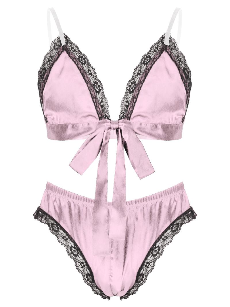 Bras Sets Mens Lingerie Satin Pajama Set Lace Trim Sissy Nightwear Outfits Sleepwear Adjustable Straps Lace-up Bra Top With Briefs, Dark blue
Bras Sets Mens Lingerie Satin Pajama Set Lace Trim Sissy Nightwear Outfits Sleepwear Adjustable Straps Lace-up Bra Top With Briefs, Dark blue