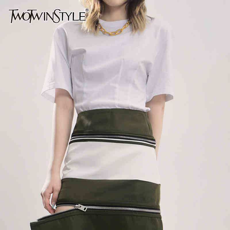 TWOWINSYLE White Casual Shirt For Women O Neck Short Sleeve Patchwork Chain Straight Shirts Female Summer Fashion 210524
TWOWINSYLE White Casual Shirt For Women O Neck Short Sleeve Patchwork Chain Straight Shirts Female Summer Fashion 210524
