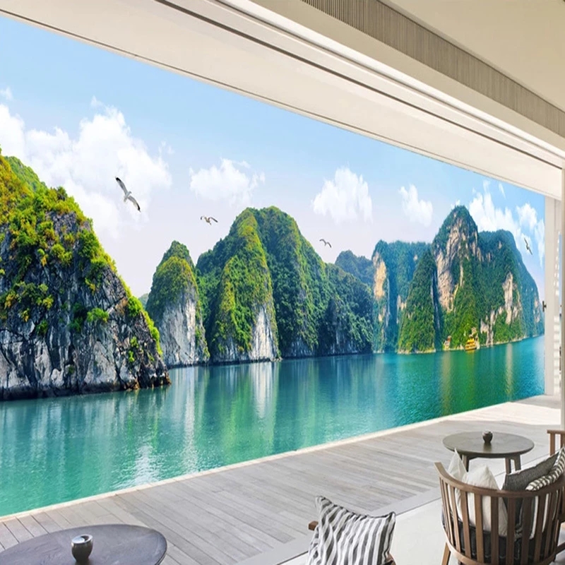 Custom Wallpaper 3D Stereo Mountains Rivers Landscape Scenery Murals Living Room Bedroom Study Classic Background