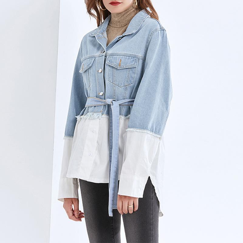 Women's Jackets 2021 Spring Fashion Temperament Casual Lapel Denim Splicing Contrast Waist Lace Up Show Thin Jacket Women, Black;brown
Women's Jackets 2021 Spring Fashion Temperament Casual Lapel Denim Splicing Contrast Waist Lace Up Show Thin Jacket Women, Black;brown