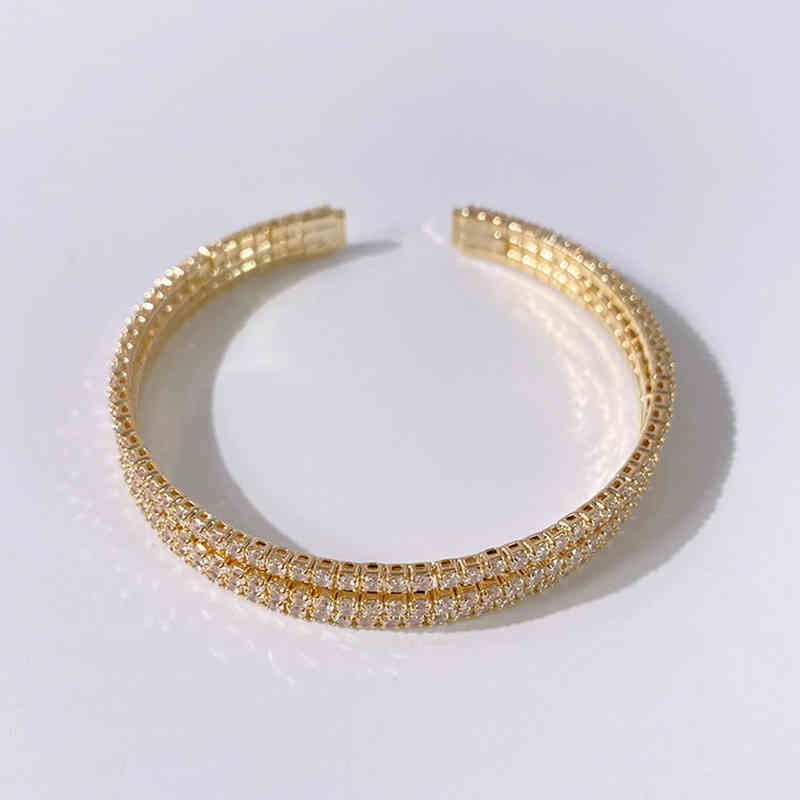 Charm Bracelets 2021 Micro Diamond Inlaid Exquisite Shining Star Three C-shaped Open Bracelet