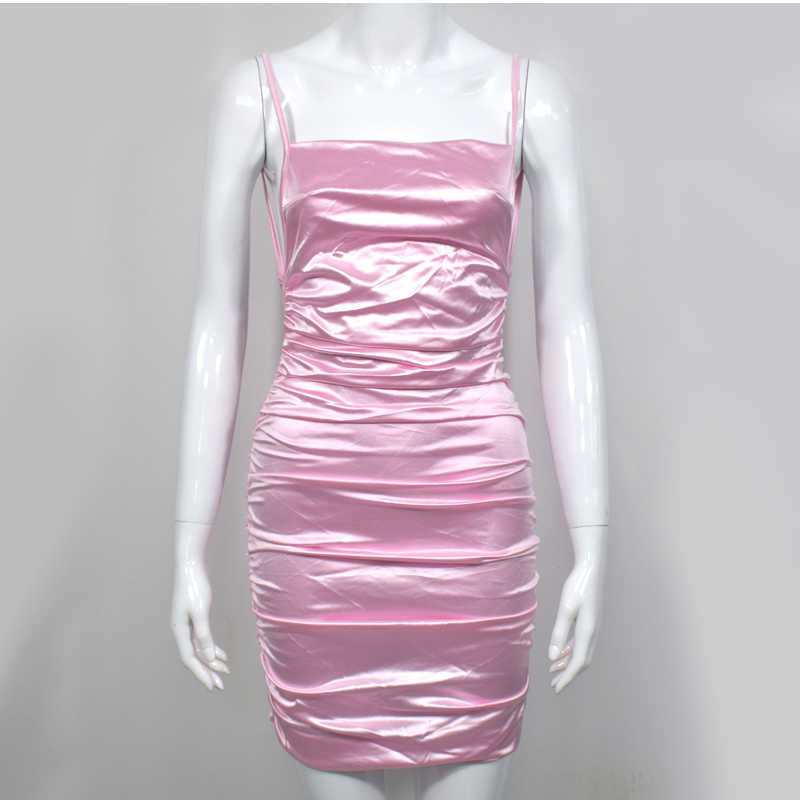 Colysmo Neon Stain Party Dress Women Bodycon Sleeveless Backless Sexy Elegant Spaghetti Strap Outfits Club es 210527