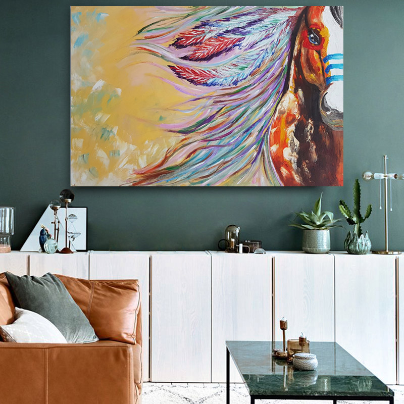 Modern Colorful Canvas Painting Sexy Horse Hair Half Face Wall Poster For Living Room Wall Art Printing Home Decor Unframed