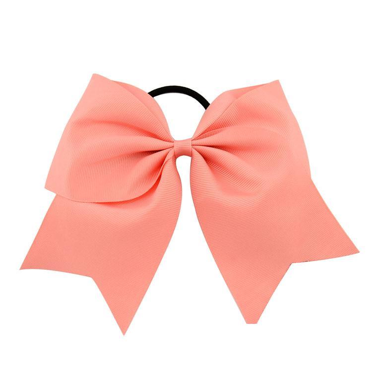20Pcs 8 Inch Large Solid Cheerleading Ribbon Bows Grosgrain Cheer Bows Tie With Elastic Band/Girls Rubber Hair Band Beautiful