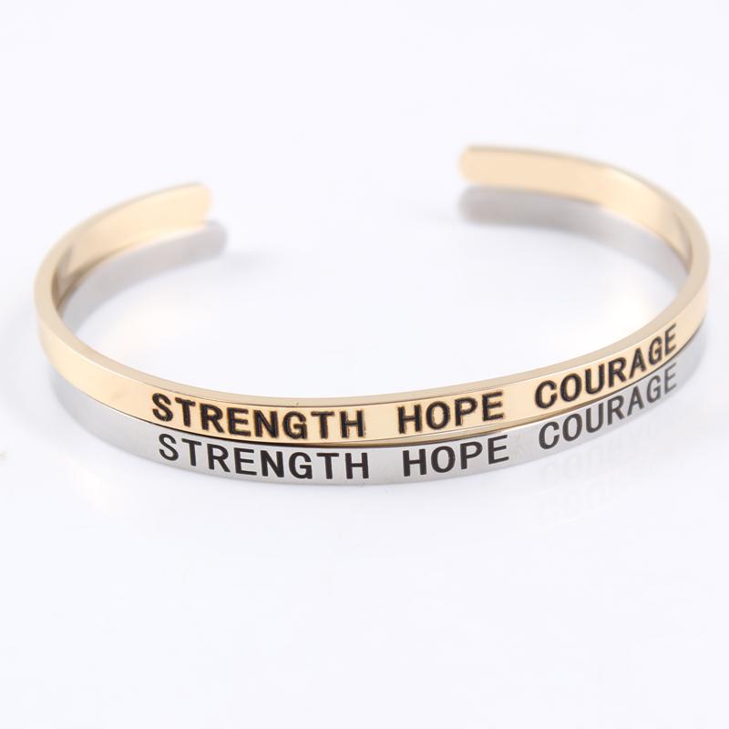 Bangle STRENGTH HOPE COURAGECuff Bracelets For Women Men Engraved Mantra Adjustable Inspirational Jewelry Gifts
Bangle STRENGTH HOPE COURAGECuff Bracelets For Women Men Engraved Mantra Adjustable Inspirational Jewelry Gifts