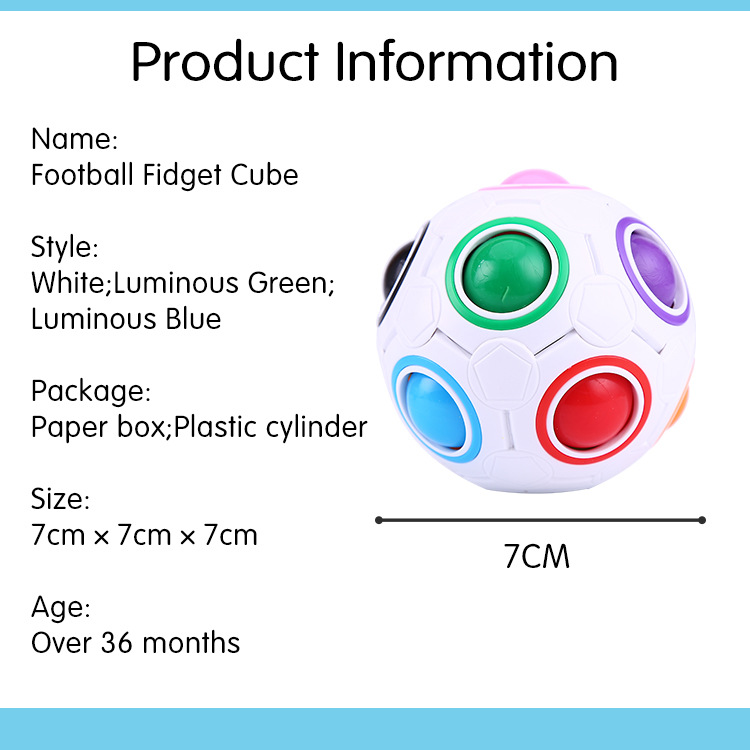 Magic Cube Rainbow Ball 3D Puzzle Tangram Fidget Toy Anti Stress Reliever Brain Teasers Educational Games Xmas Birthday Gifts for Boys Girls Kids Chil