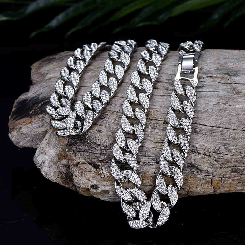 Miami Curb Cuban link Chain Pendent For Men Gold Silver Hip Hop Iced Out Paved bling CZ Rapper Necklace Jewelry gift T200113